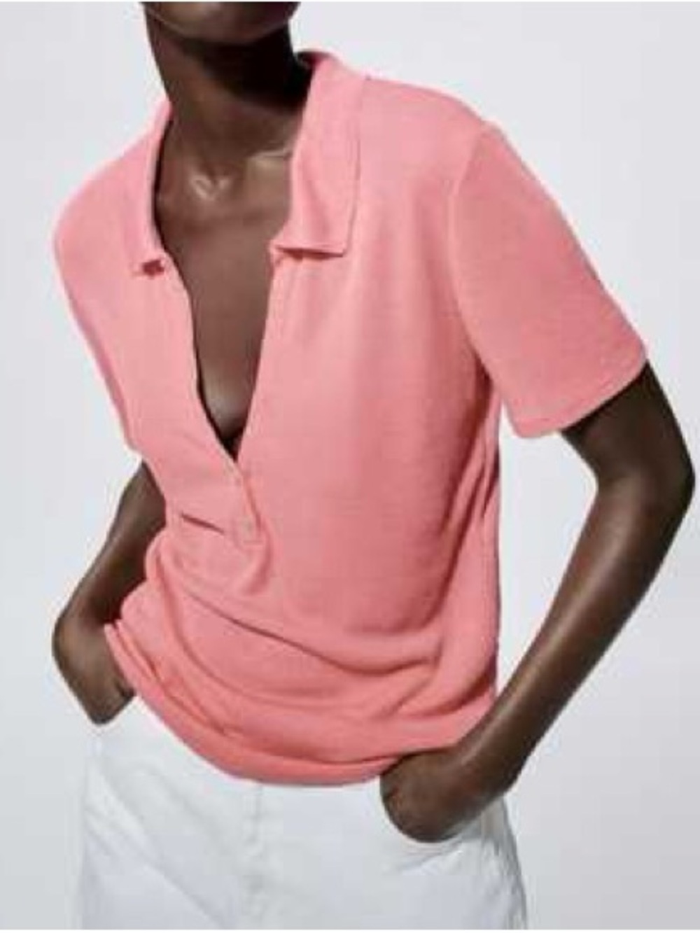 Zara Relaxed Short-Sleeve Polo Pink